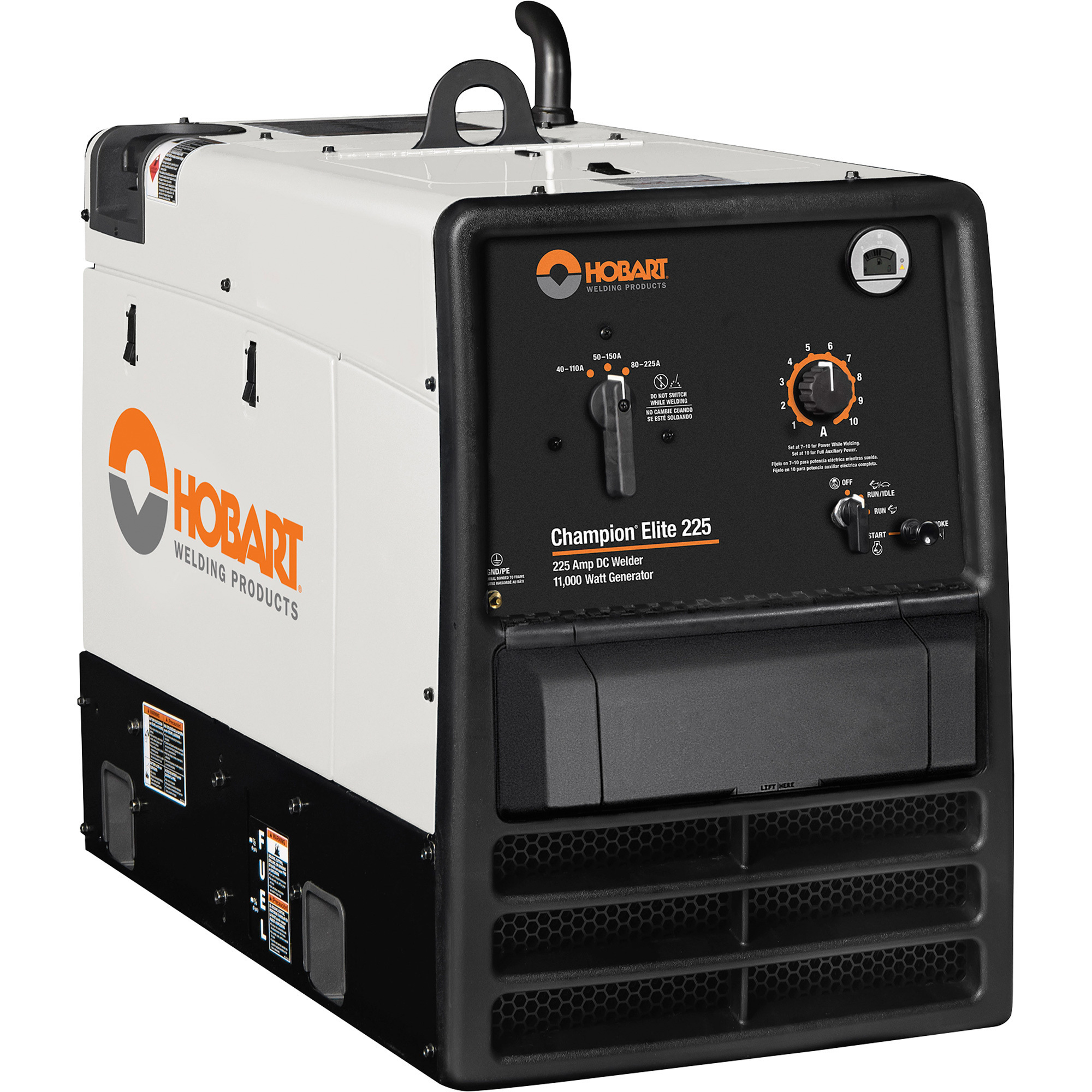 Hobart Champion Elite Arc Welder/Generator with 725CC Kohler Gas Engine and Electric Start, 40-225 Amp DC Output, 11,000 Watt AC Power, Model# 500562